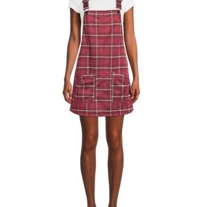 No Boundaries Women’s Junior Knit Plaid Pinafore Romper  Dress Size 3X